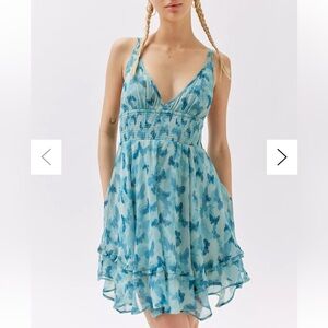 Urban Outfitters | Sweet Escape Asymmetrical Chiffon Butterly Mini Dress Medium